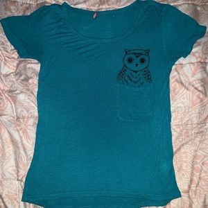 Teal owl tee